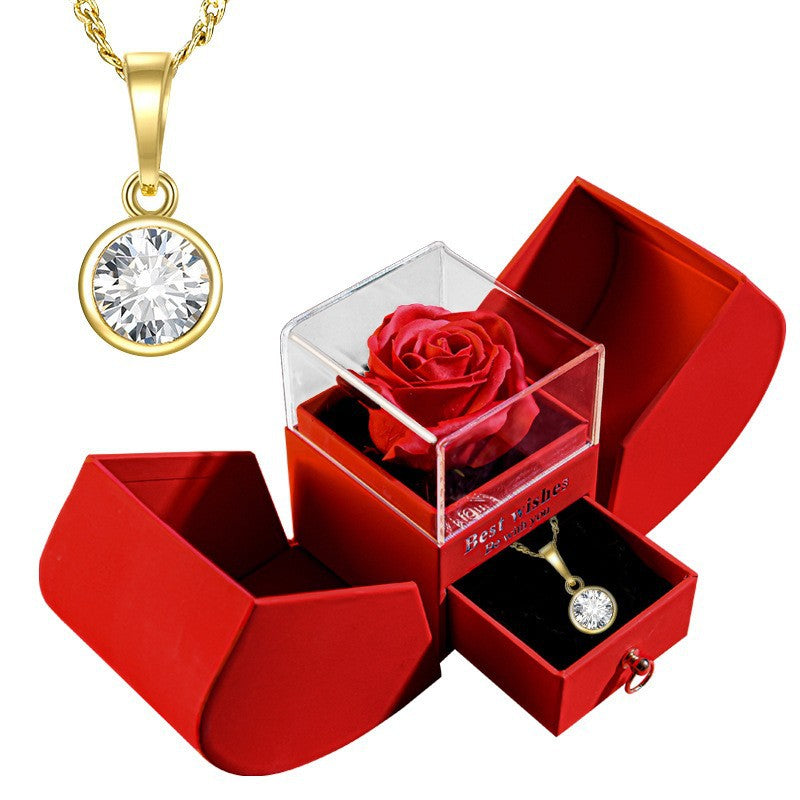 Eternal Rose Apple Gift Box Women Necklace Valentine's Day Wedding Jewelry