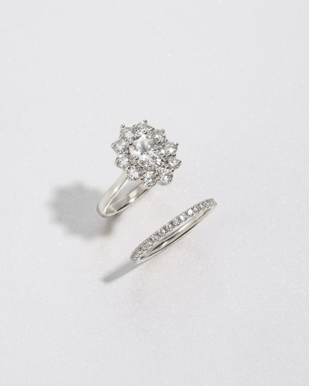2.5 ct Oval Moissanite Halo Engagement Ring in Sterling Silver