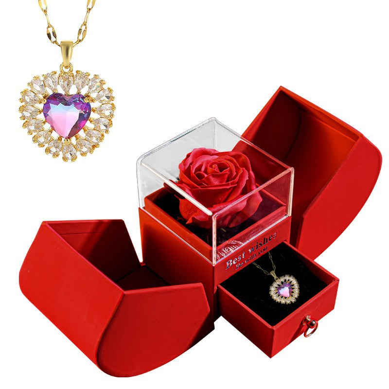 Eternal Rose Apple Gift Box Women Necklace Valentine's Day Wedding Jewelry