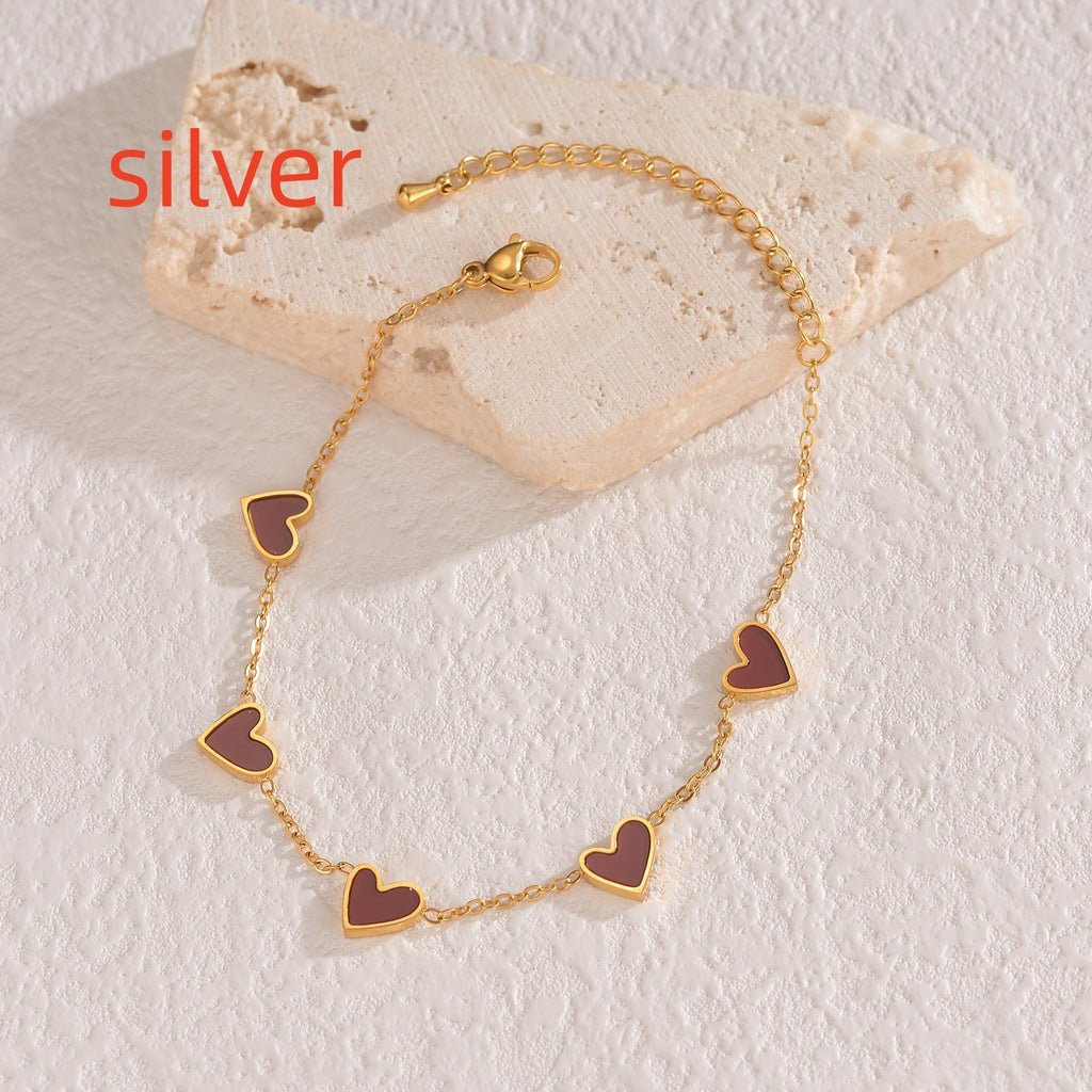Ins Love Bracelet  Stainless Steel Dripping Heart Bracelet Fashion Valentine's Day Jewelry Gift