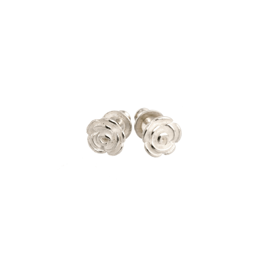 Rose Flower Silver Stud Earrings