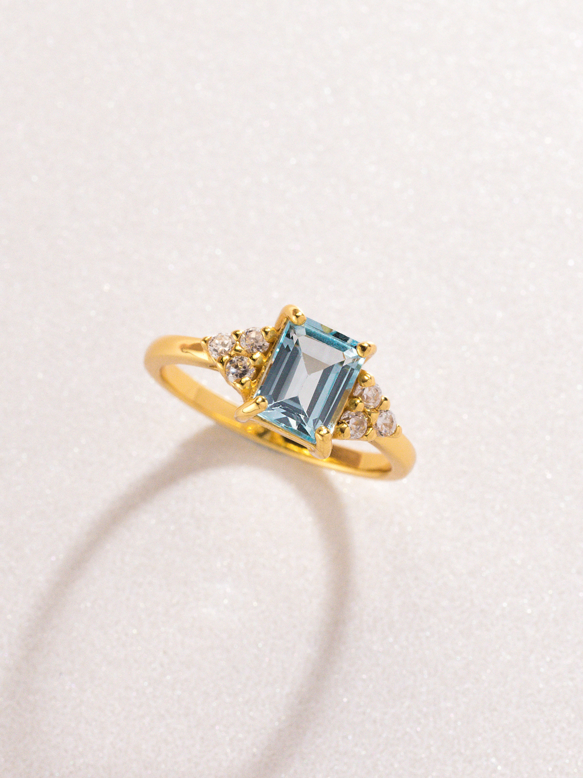 Blue Topaz Emerald Cut Ring in 18k Gold Vermeil