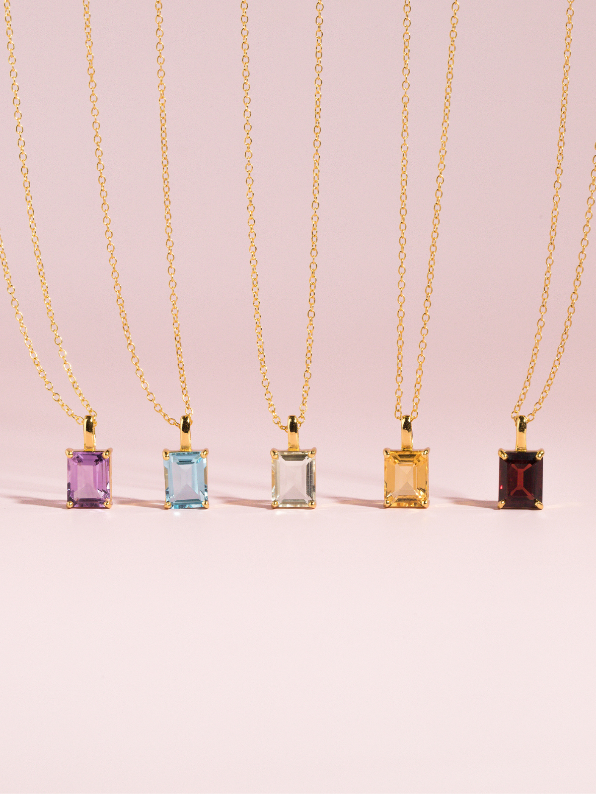 Garnet Emerald Cut Pendant Necklace in 18k Gold Vermeil