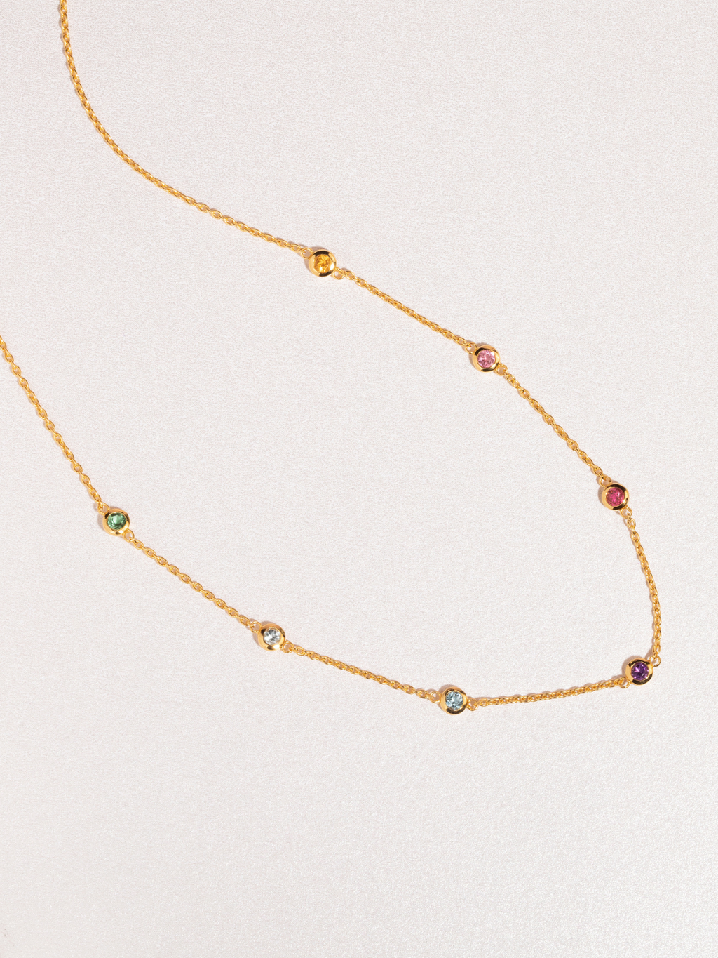 Rainbow Gemstone Necklace in 18k Gold Vermeil