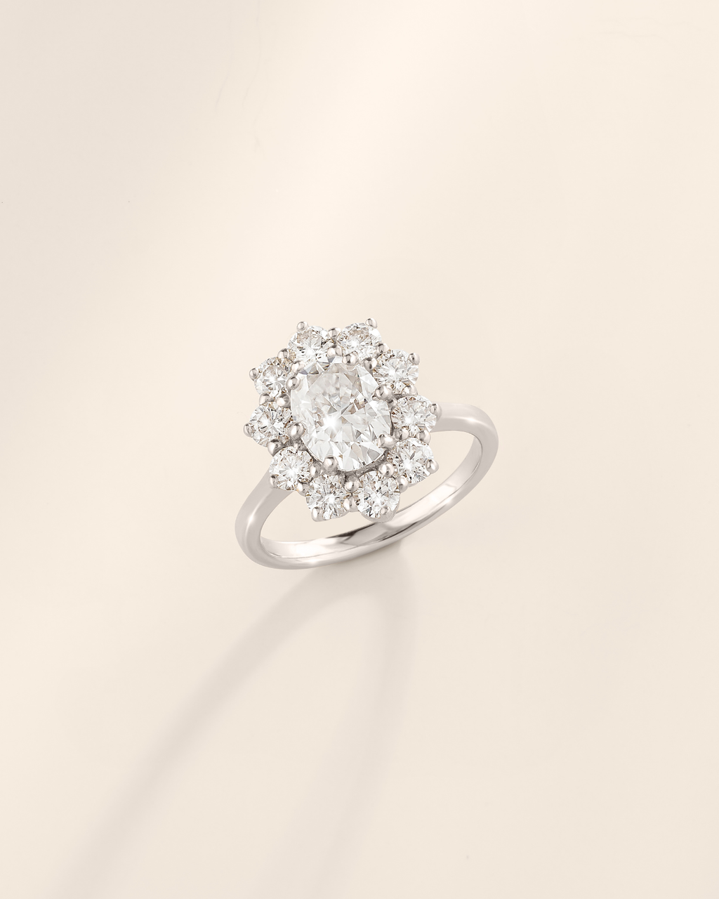 2.5 ct Oval Moissanite Halo Engagement Ring in Sterling Silver
