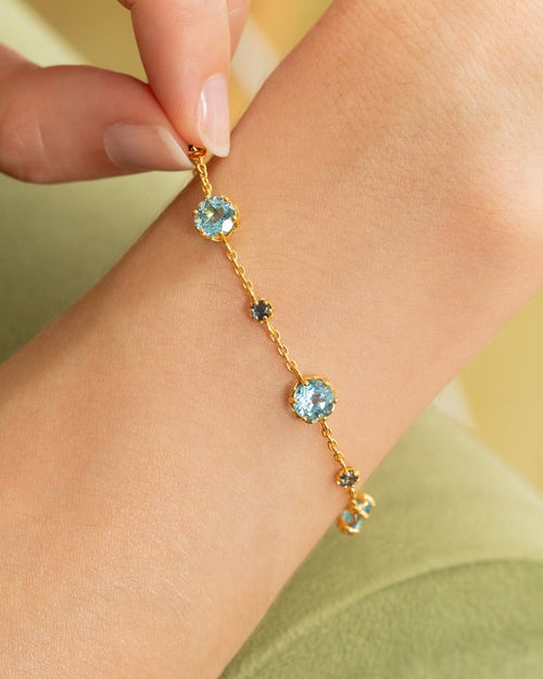 Blue Sapphire & Blue Topaz Jewellery Set in 18k Gold Vermeil