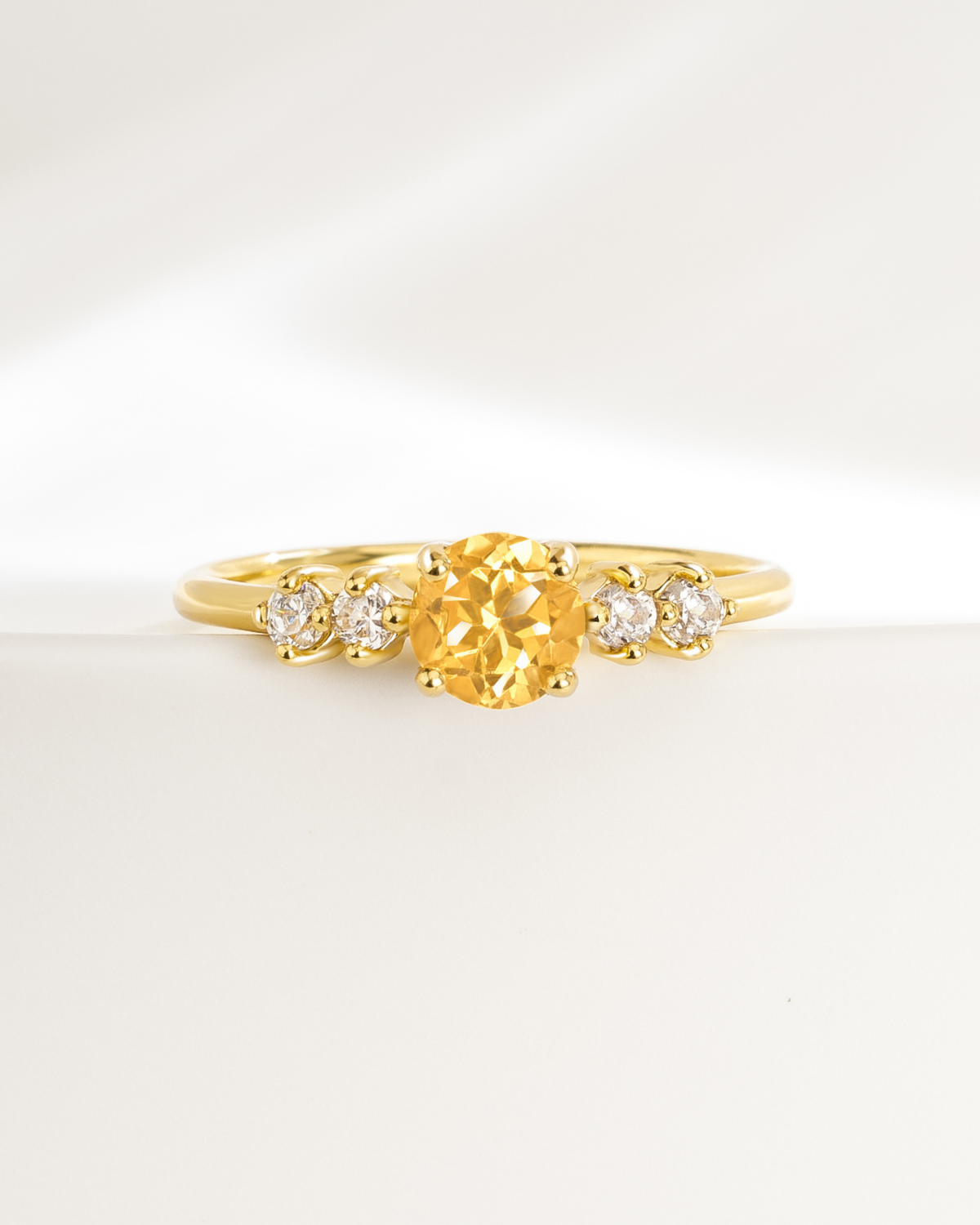 Citrine Five Stone Ring in 18k Gold Vermeil
