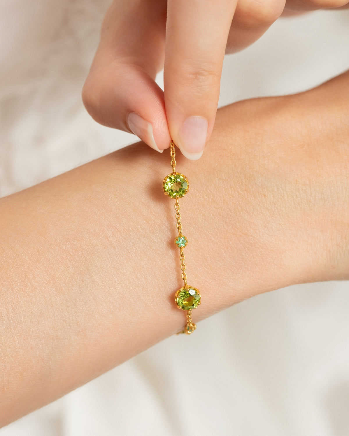 Emerald & Peridot Jewellery Set in 18k Gold Vermeil
