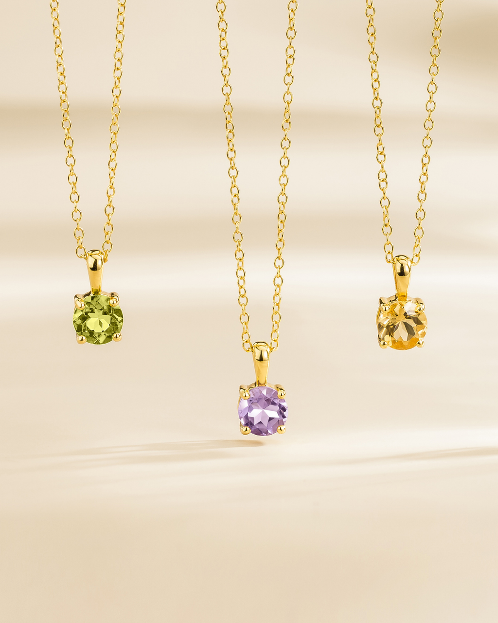 Lavender Amethyst Solitaire Pendant Necklace in 18k Gold Vermeil