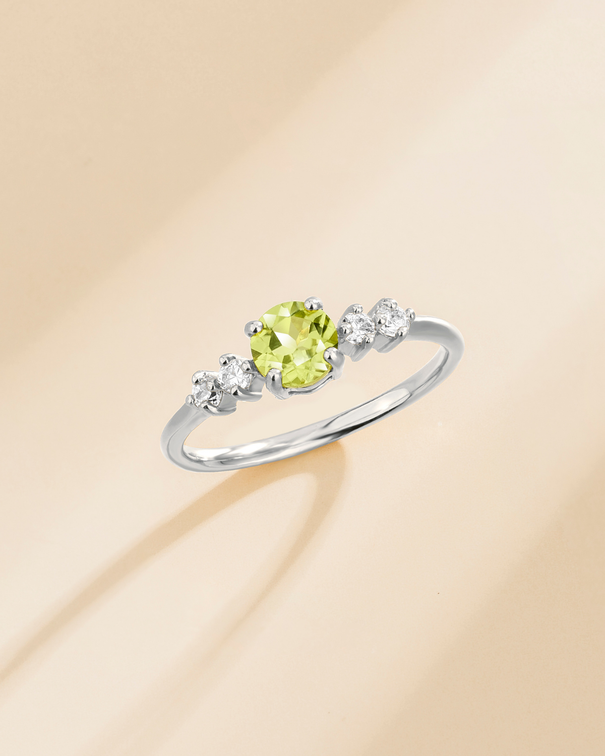 Peridot Five Stone Ring in Sterling Silver