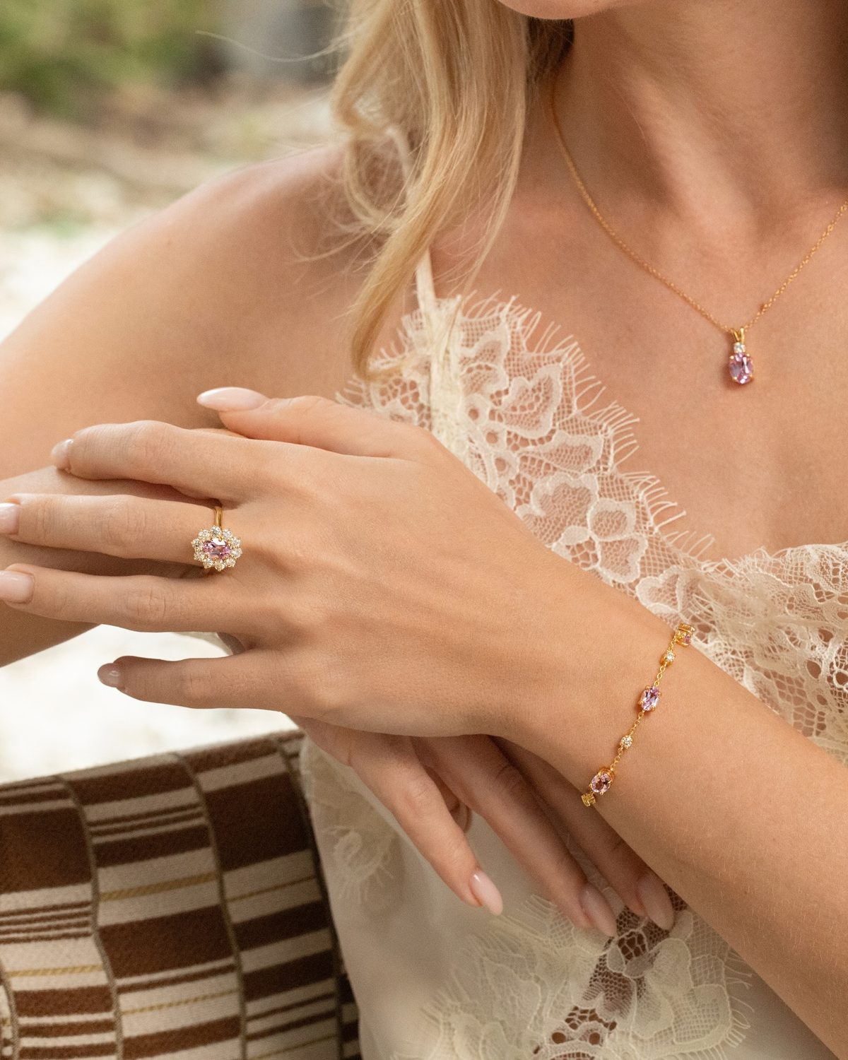 Pink Sapphire Bracelet in 18k Gold Vermeil