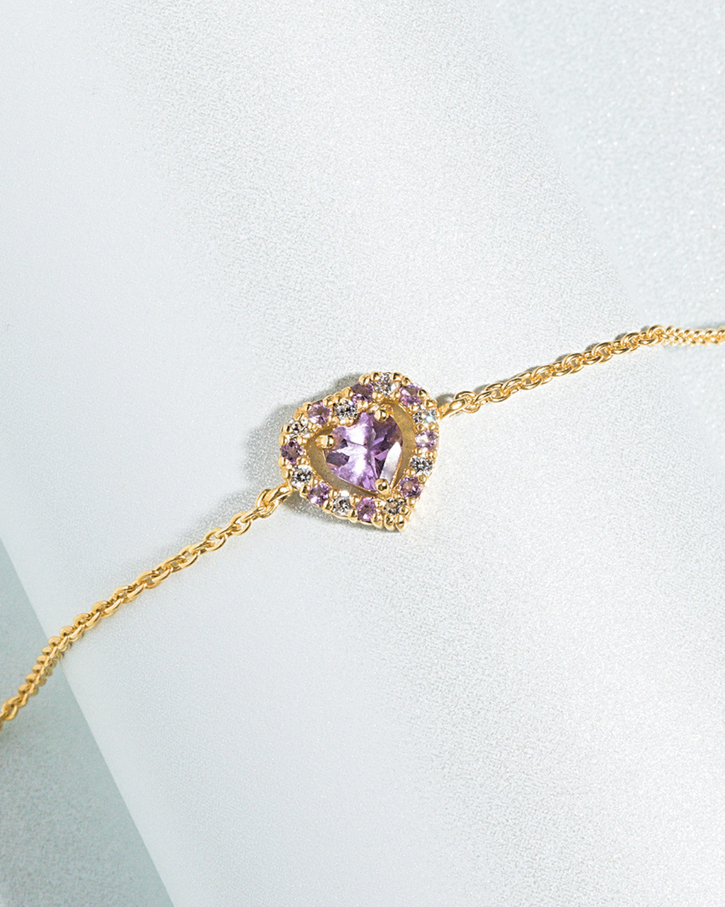 Purple Heart Lavender Amethyst Bracelet in 18k Gold Vermeil