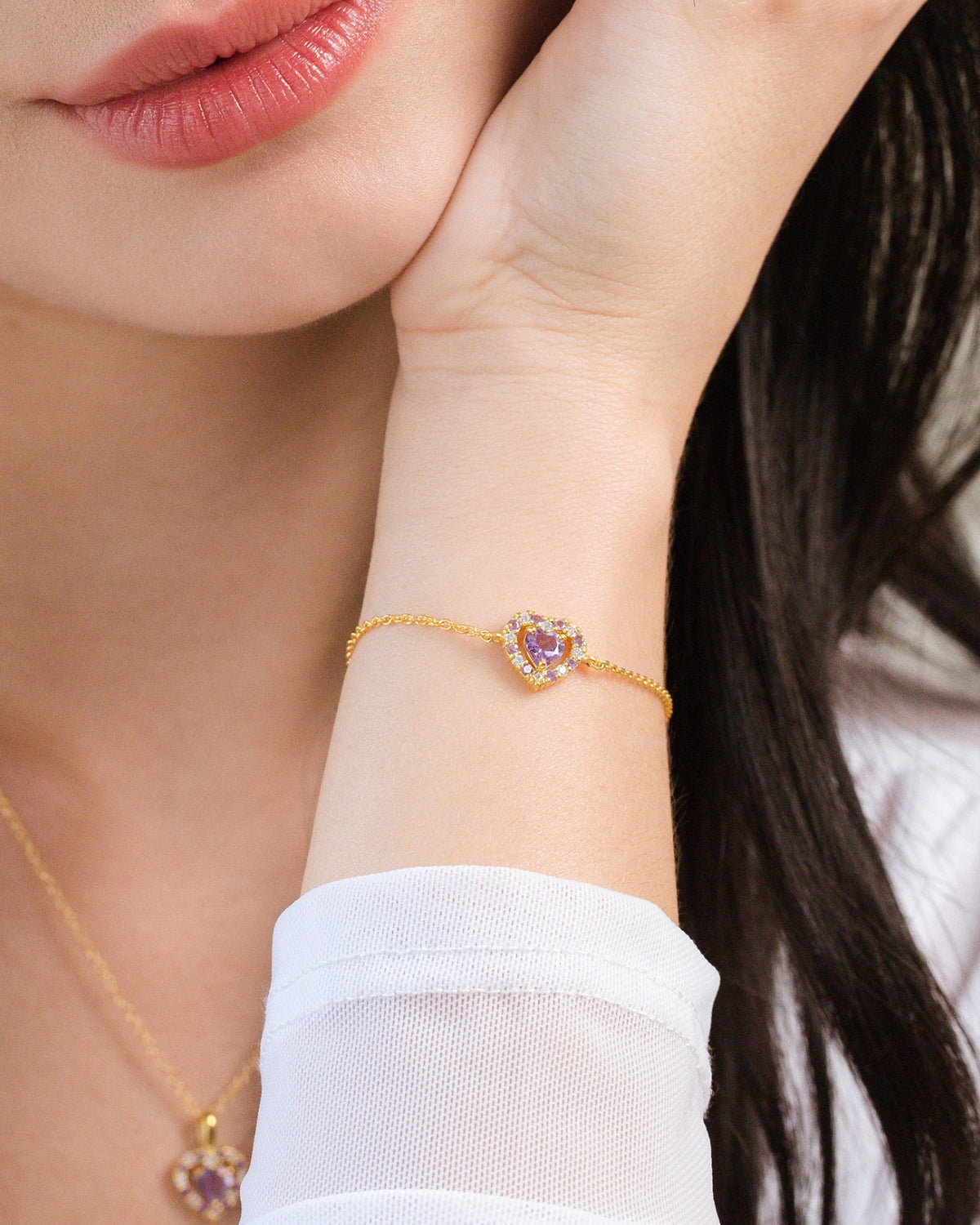 Purple Heart Lavender Amethyst Jewellery Set in 18k Gold Vermeil