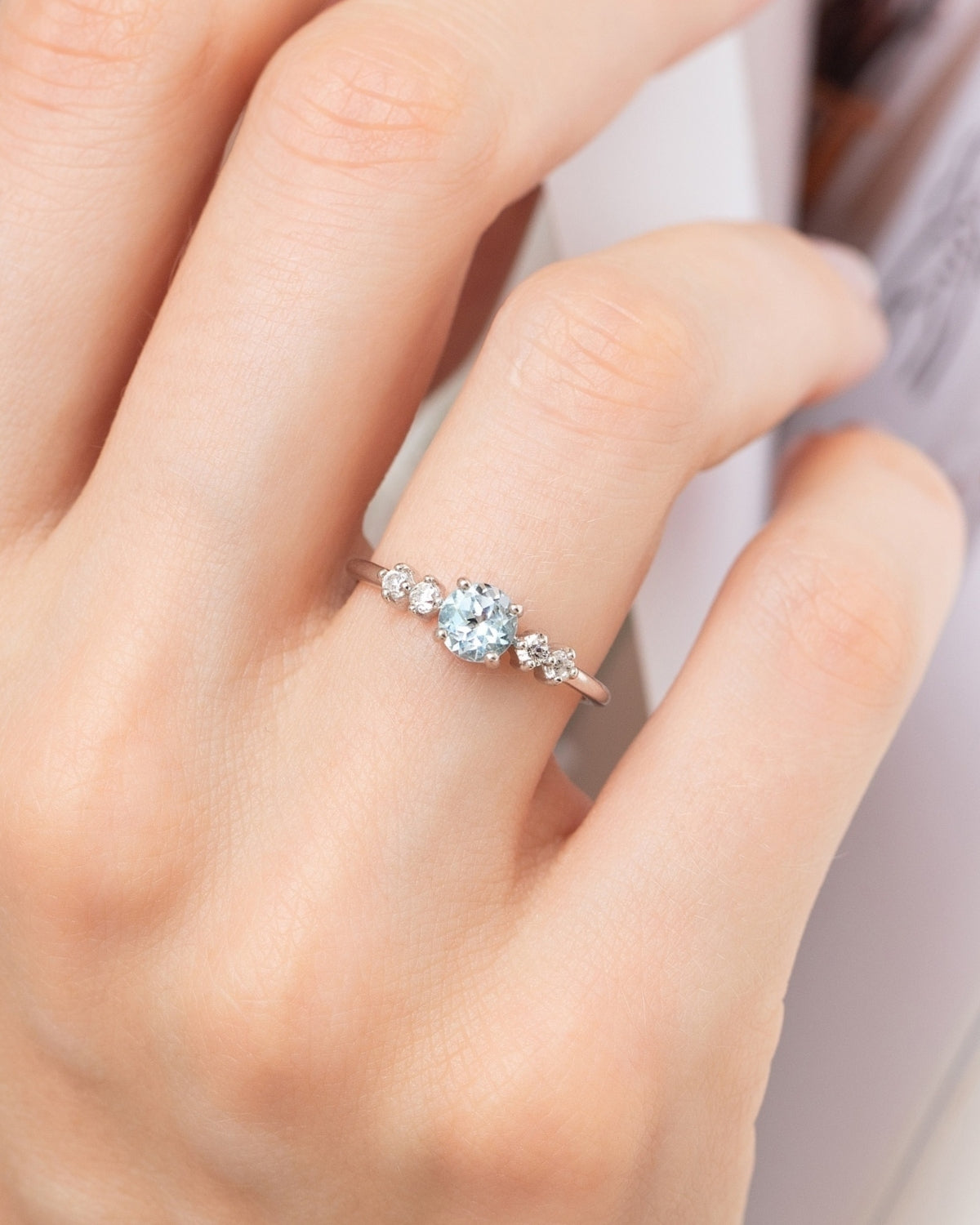 Sky Blue Topaz Five Stone Ring in Sterling Silver