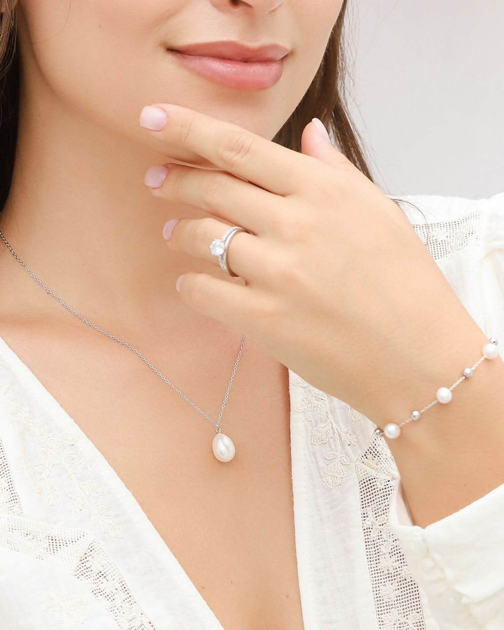 Large Freshwater Pearl Pendant Necklace in Sterling Silver