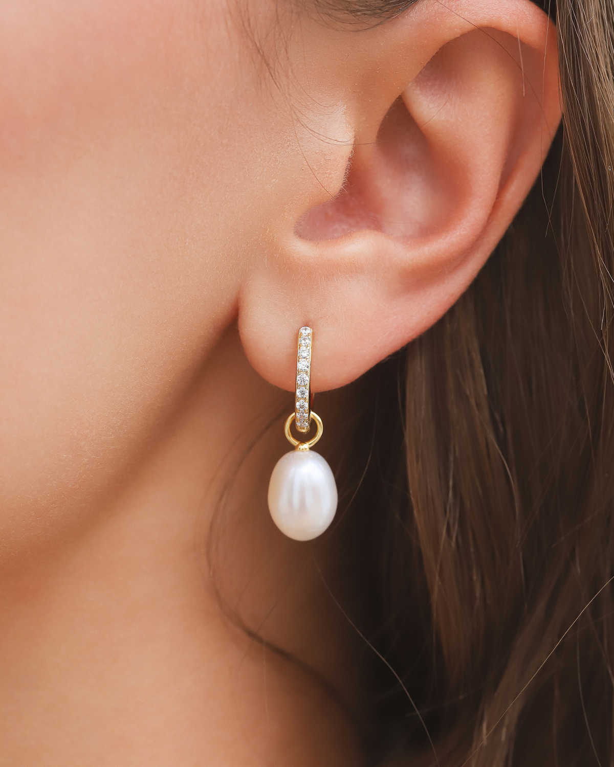 Pearl & Moissanite Bridal Jewellery Set in 18k Gold Vermeil