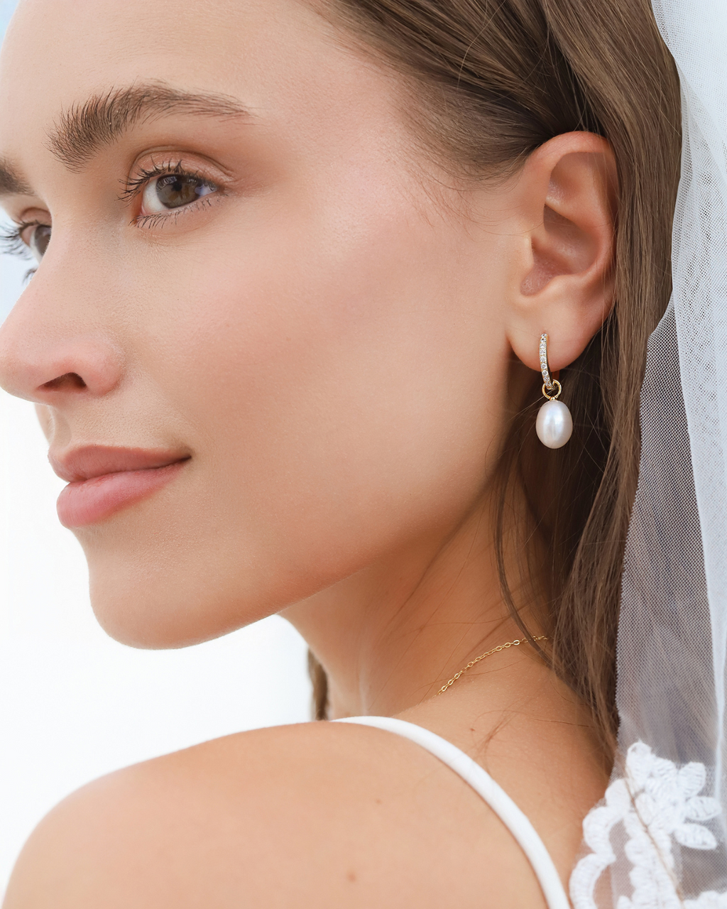 Freshwater Pearl Hoop Drop Earrings in 18k Gold Vermeil