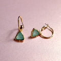 Holly Aqua Gem Charm Gold Hoop Earrings