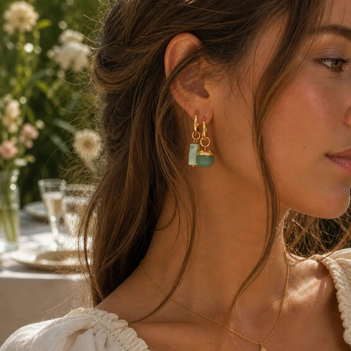 Birdie Mismatch Gold Tone Hoop Charm Earrings