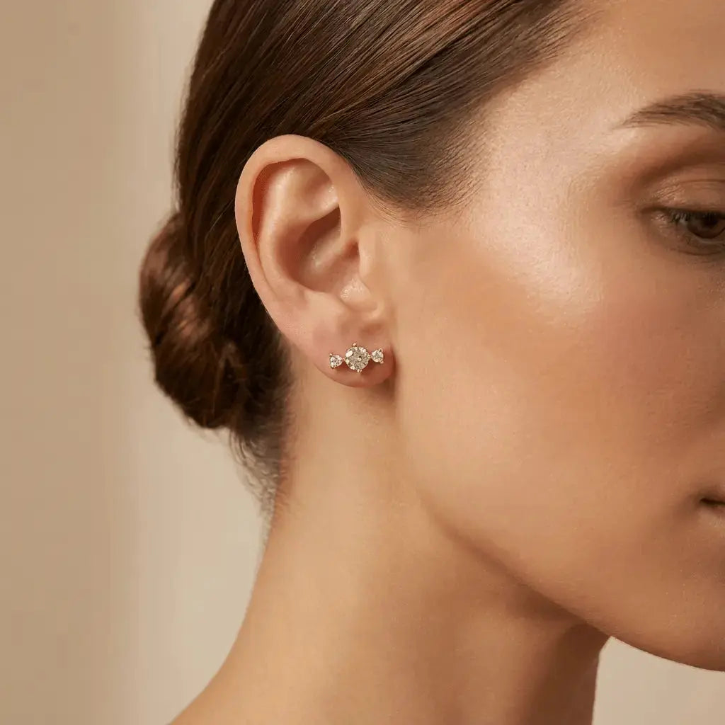 Solid Gold Earrings – Blush Radiance Trio – 14ct Gold