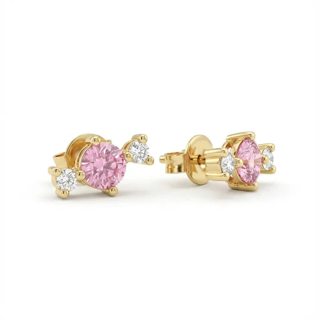 Solid Gold Earrings – Blush Radiance Trio – 14ct Gold