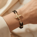 14ct/14K Gold Detail Bracelet – Bold Cross Braided