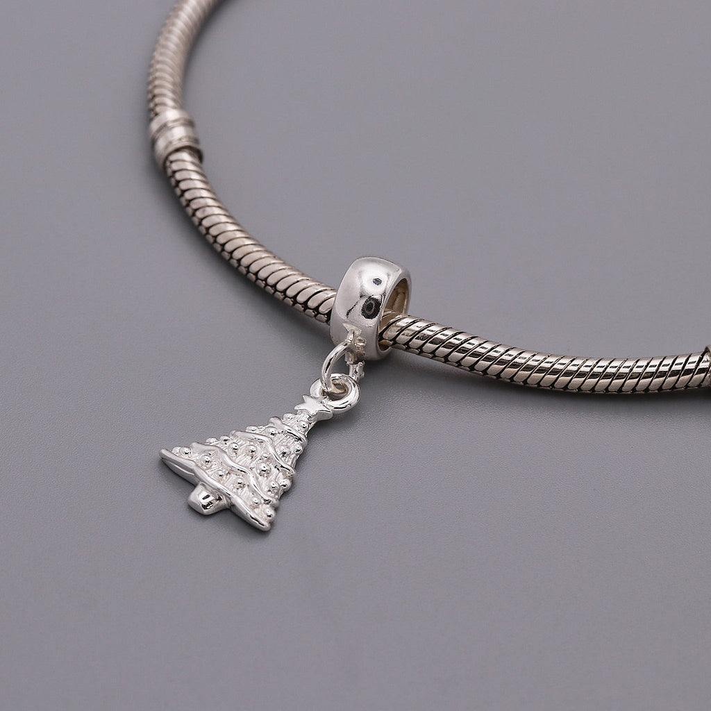 Christmas Tree Personalised Silver Charm