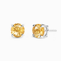 Citrine Round Stud Earrings 6 mm in Sterling Silver