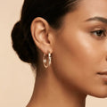 Solid Gold Earrings – Classic Pavé Front Hoop – 14ct Gold