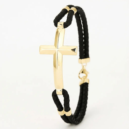14ct/14K Gold Detail Bracelet – Bold Cross Braided