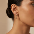 Solid Gold Earrings – Golden Heart Drop Hoop – 14ct Gold