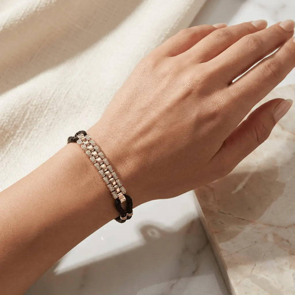 14ct/14K Gold Detail Bracelet – Golden Mosaic Braided