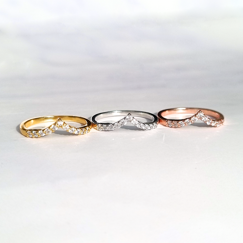 Wishbone Curved Eternity Ring in Sterling Silver