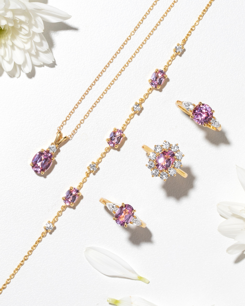 Pink Sapphire Pendant Necklace in 18k Gold Vermeil