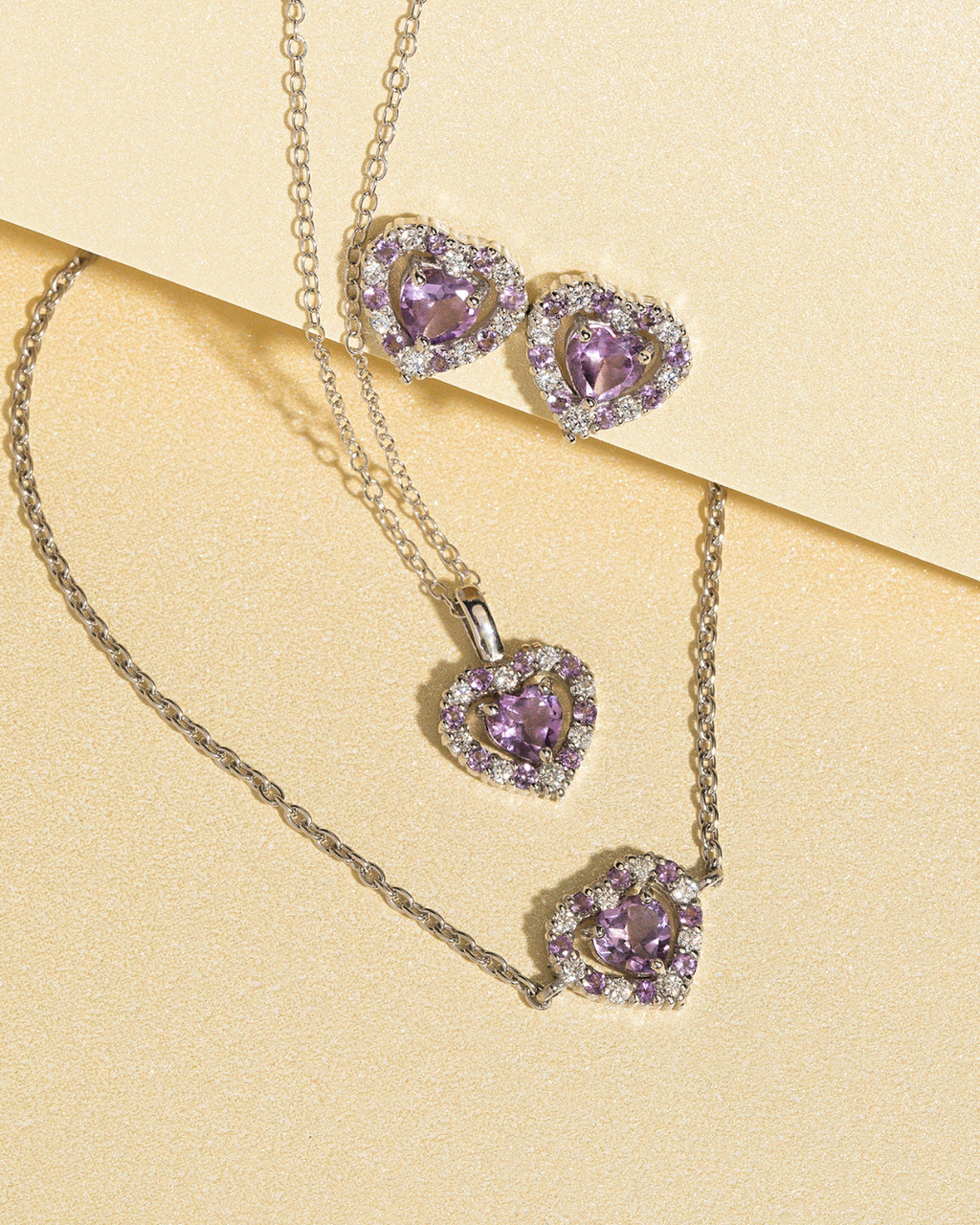 Purple Heart Lavender Amethyst Stud Earrings in Sterling Silver