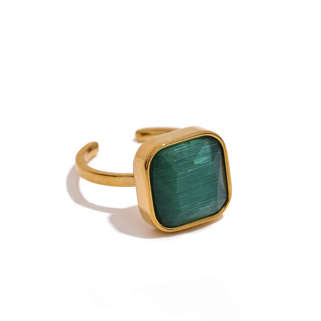 Hestia Luxe 18k Gold Plated Emerald Ring