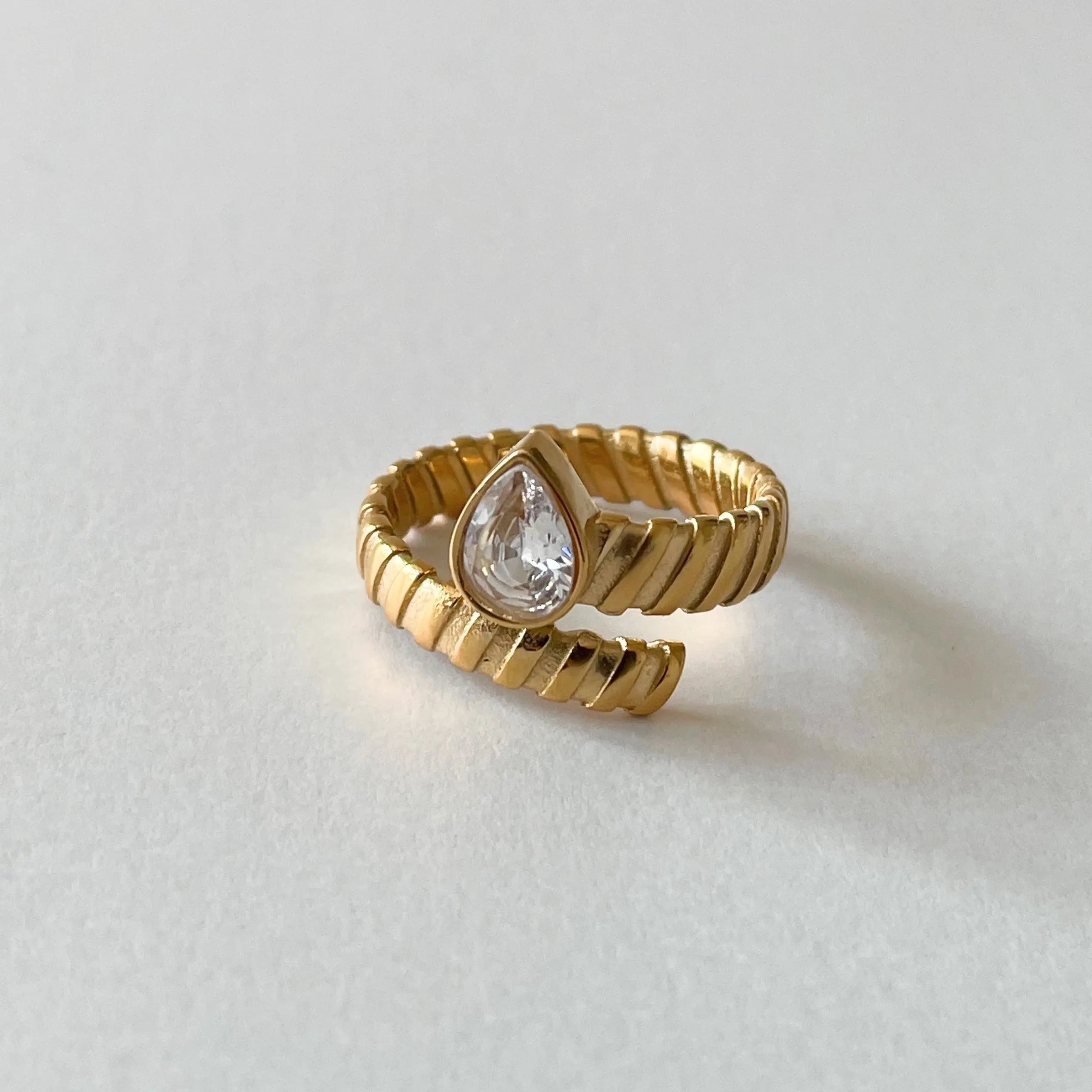 Kali Luxe 18k Gold Plated Clear Wrap Ring