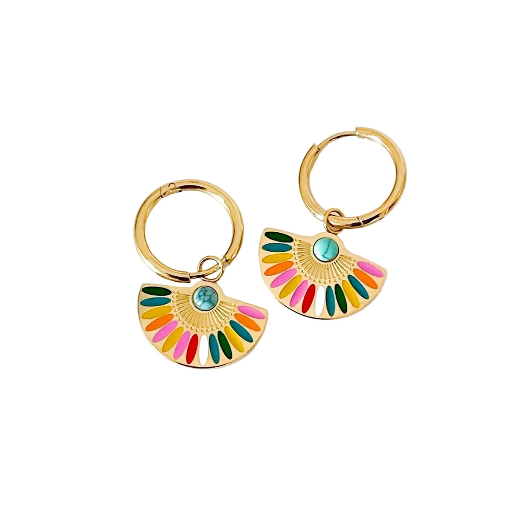 Solara Luxe 18k Gold Plated Fan Hoop Earrings