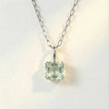 Large Silver Green Quartz Necklace - Giselle