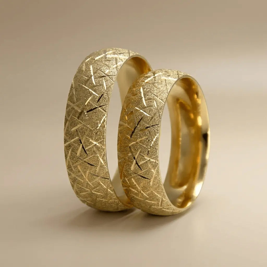 6mm Gold Wedding Band – Cross Cut Textured – 9ct/14ct/18ct Gold