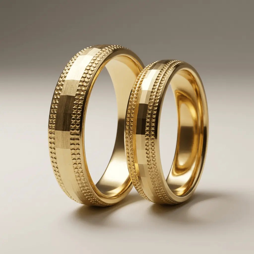 5mm Gold Wedding Band – Faceted Milgrain – 9ct/14ct/18ct Gold