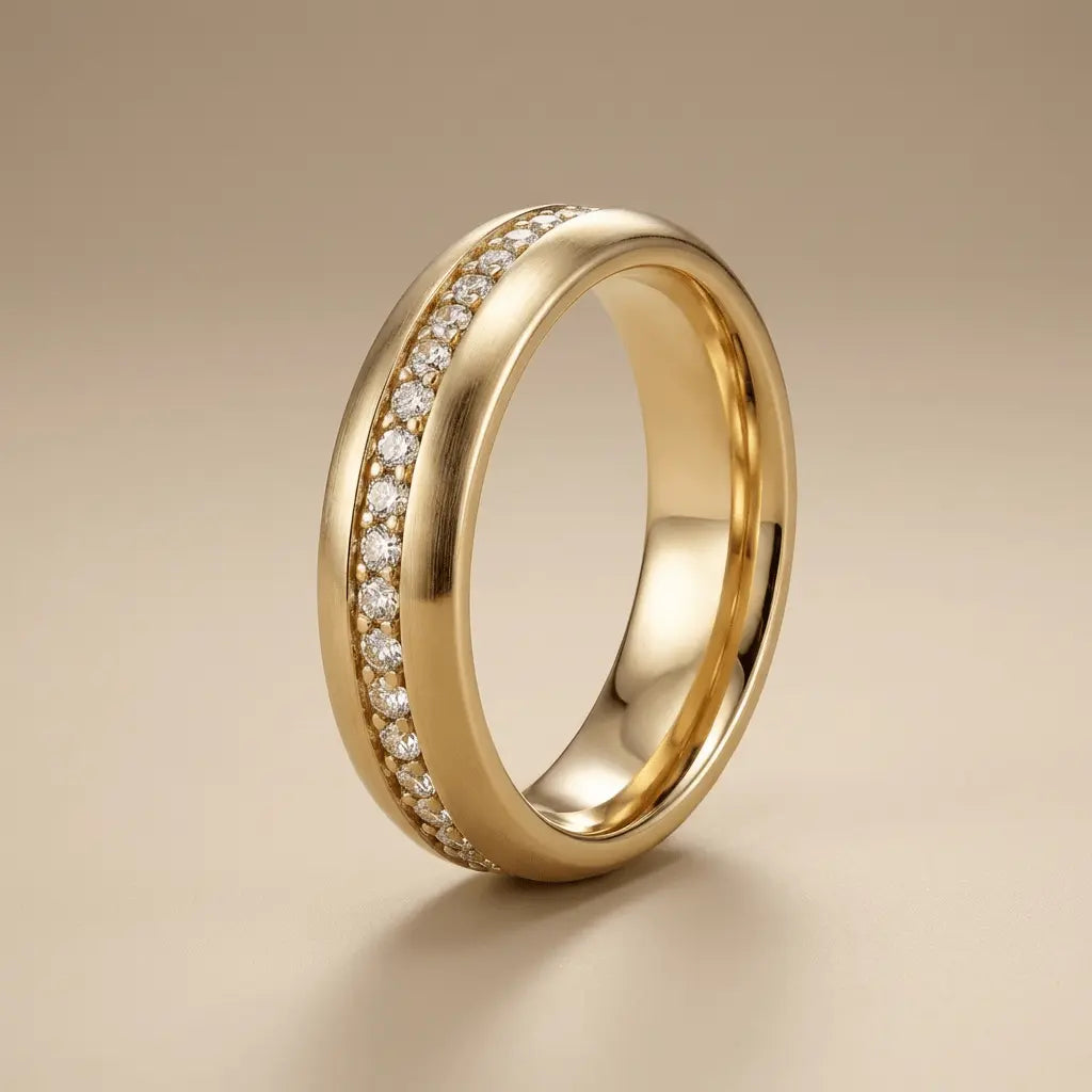 4mm Gold Wedding Band – Celeste Diamond Line – 9ct/14ct/18ct Gold