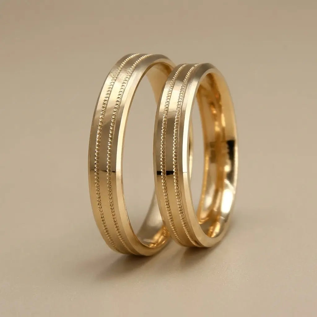 4mm Gold Wedding Band – Double Line Classic – 9ct/14ct/18ct Gold