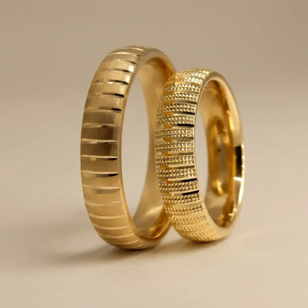 5mm Gold Wedding Band – Granular Line – 9ct/14ct/18ct Gold