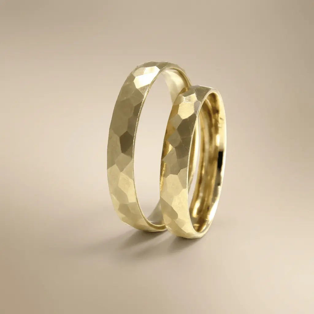 3.5mm Gold Wedding Band – Hammered Faceted – 9ct/14ct/18ct Gold