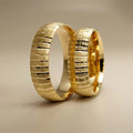6mm Gold Wedding Band – Layered Texture Strata Line – 9ct/14ct/18ct Gold