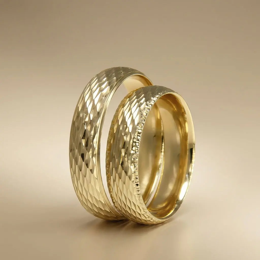 5mm Gold Wedding Band – Scale Faceted – 9ct/14ct/18ct Gold