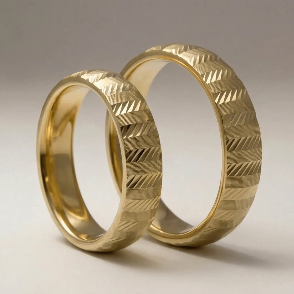 5mm Gold Wedding Band – Zigzag Faceted – 9ct/14ct/18ct Gold