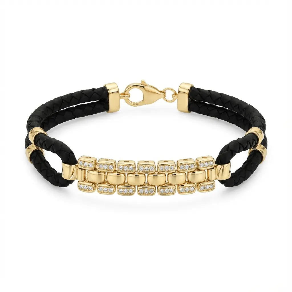 14ct/14K Gold Detail Bracelet – Golden Mosaic Braided