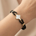 14ct/14K Gold Detail Bracelet – Mother of Pearl Clover Braided